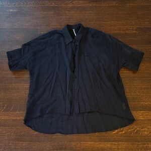 Free People Oversize Black Button up Shirt